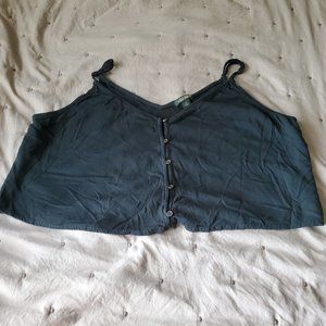 Dark Olive Button-Up Crop Top